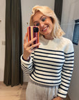 Penn and Ink wit gestreepte jumper