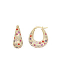 All The Luck In The World Sunlight Goldplated Drop Hoop Dots Red Pink Clear