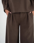 Corel Ella Pants Wide milano brush flannel bruin