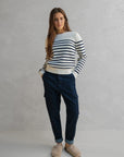 Penn and Ink wit gestreepte jumper