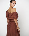 Dante 6 Ambarose plain off shoulder maxi dress