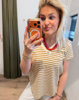 Mos Mosh Kala V-SS Stripe Tee bruin