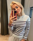 Penn and Ink aubergine jumper stripe