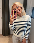 Penn and Ink wit gestreepte jumper