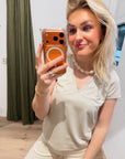 Gustav Ginnie V-Neck t-shirt zilver/goud