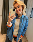 Indi & Cold beige knit met oranje