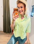 The Perfect Lyon cropped shirt short green/white