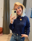 TWNS  navy high-neck pullover long sleeves