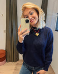 TWNS  navy high-neck pullover long sleeves