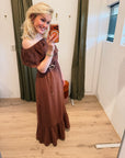 Dante 6 Ambarose plain off shoulder maxi dress