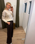 Corel Ella Pants Wide milano brush flannel bruin