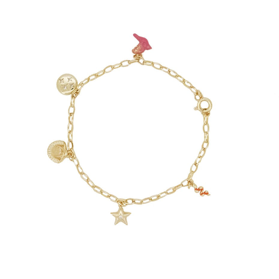 All The Luck In The World Sunlight Goldplated Bracelet Birds Pink