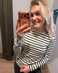 Penn and Ink Longsleeve stripe navy/creme