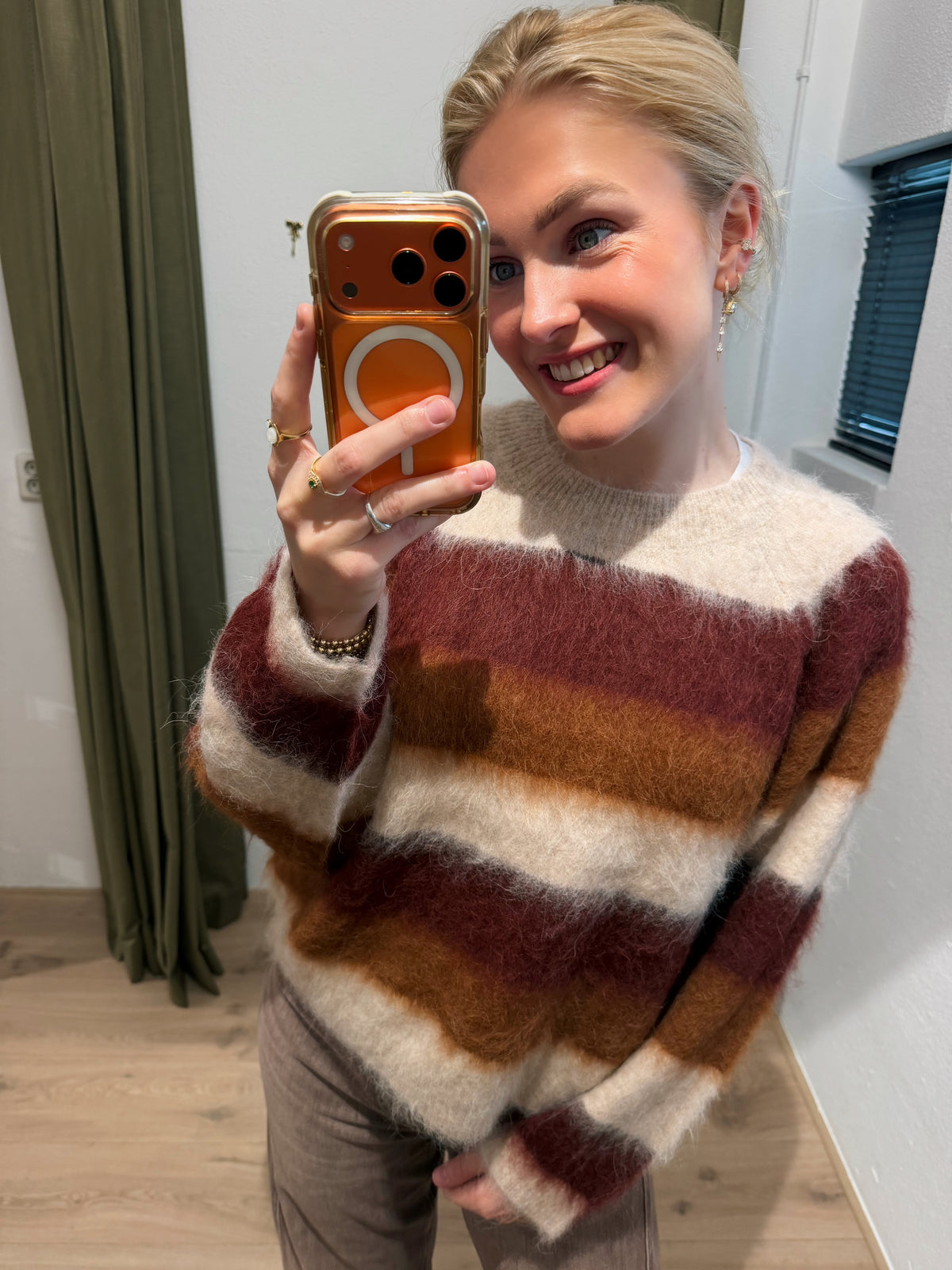 Mos Mosh Suvi Stripe knit beige