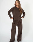 Corel Ella Pants Wide milano brush flannel bruin