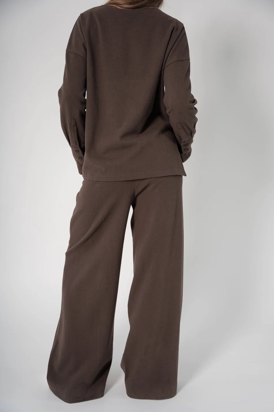 Corel Ella Pants Wide milano brush flannel bruin