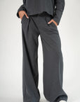 Corel Ella Pants Wide milano brush flannel grijs
