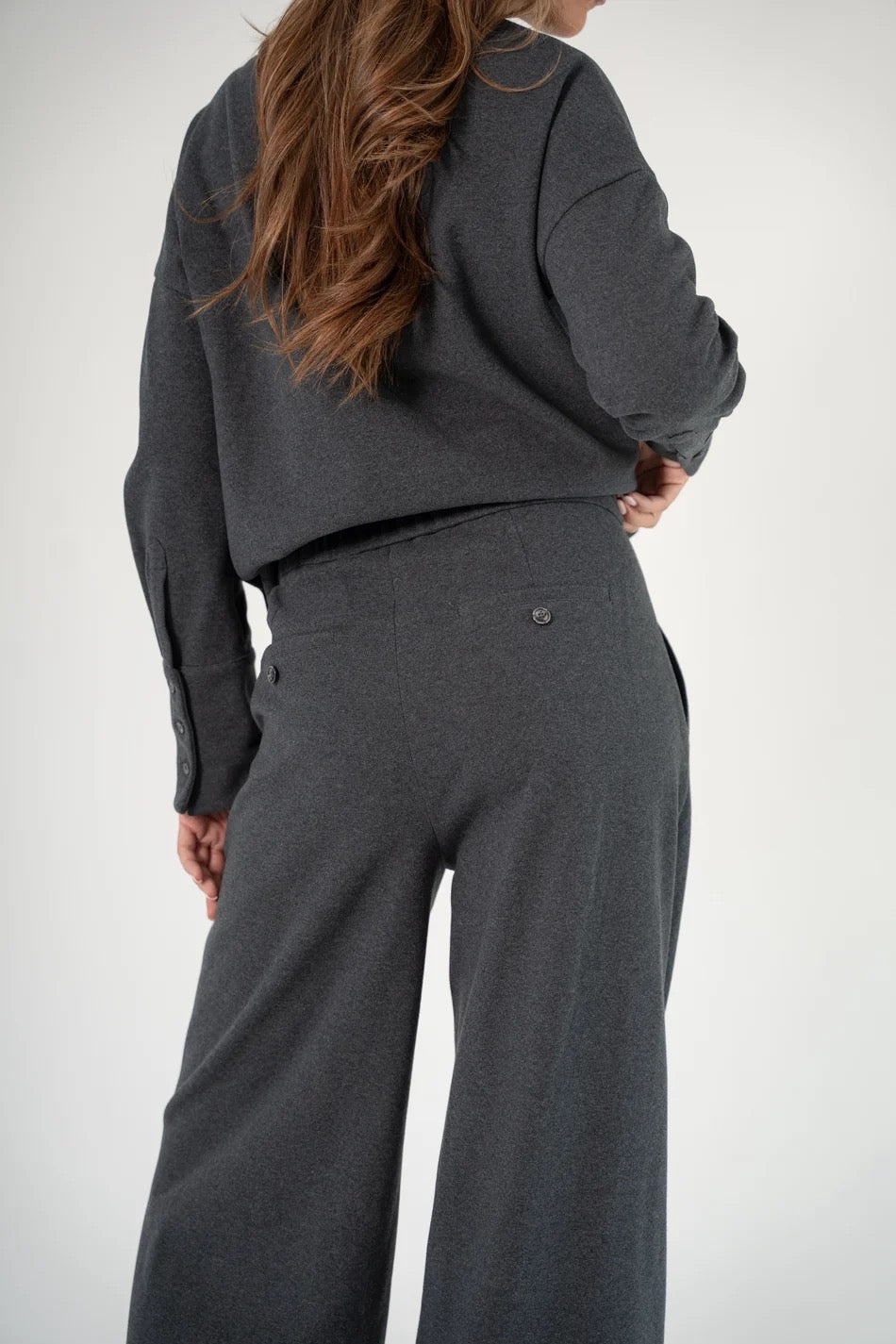 Corel Ella Pants Wide milano brush flannel grijs