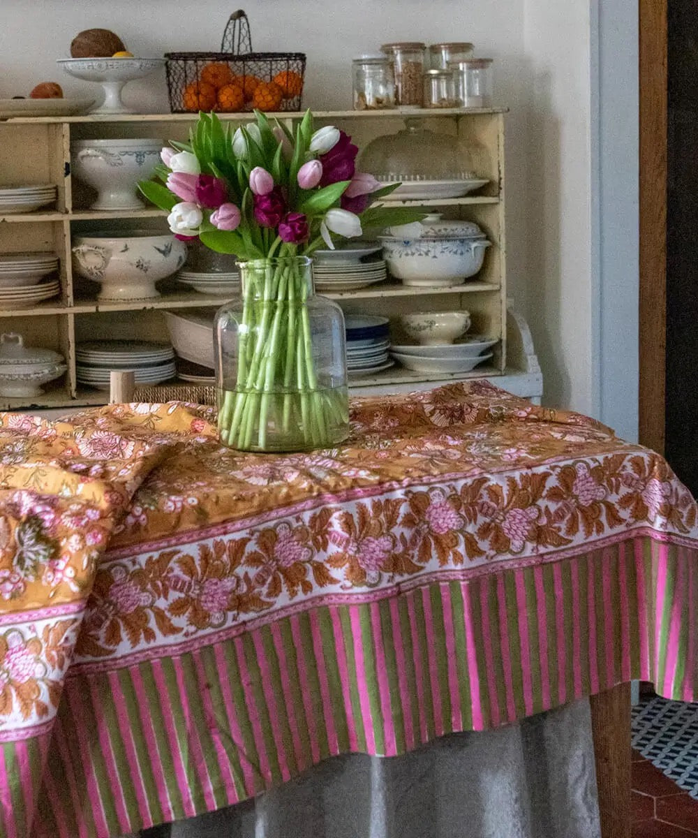 Doing Goods Marigold Table throw in tote bag