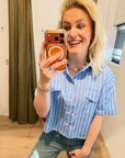 The Perfect Genua shirt white/blue stripe