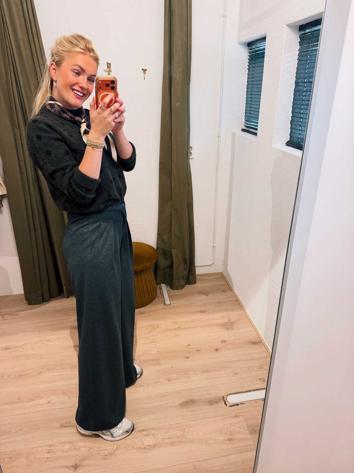 Corel Ella Pants Wide milano brush flannel grijs