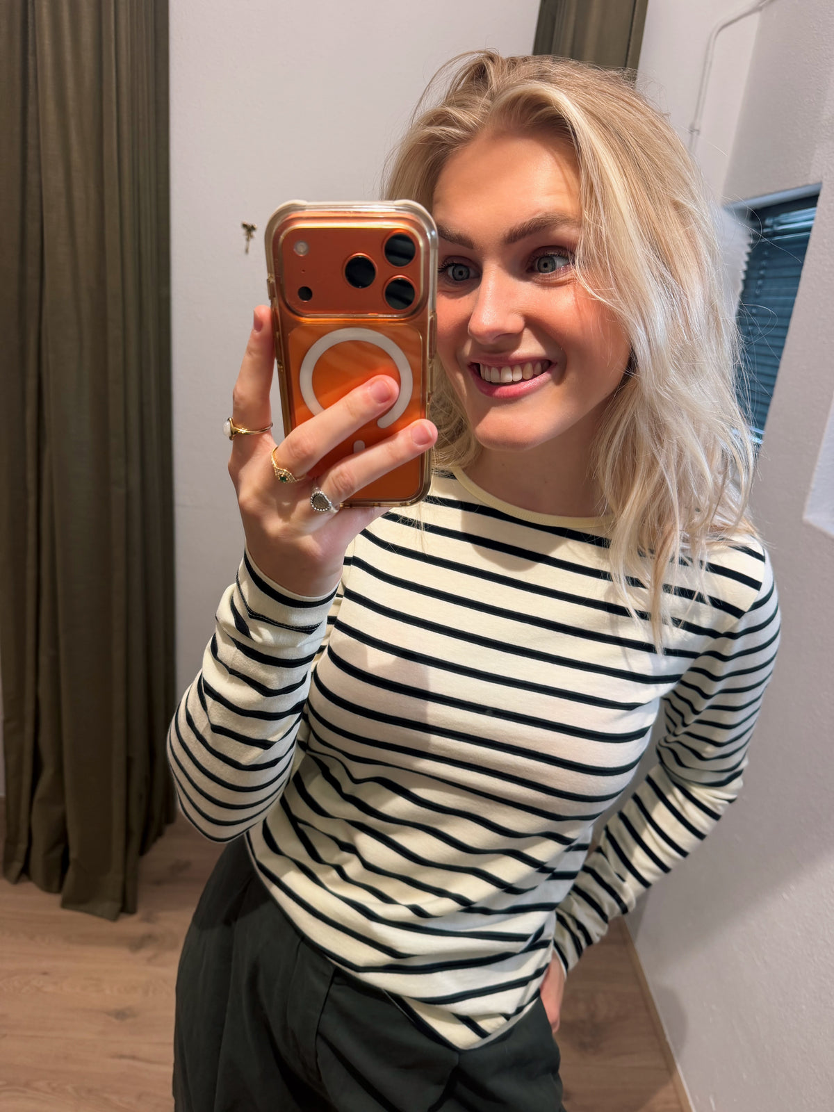 Penn and Ink Longsleeve stripe navy/creme