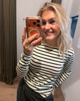 Penn and Ink Longsleeve stripe navy/creme