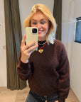 TWNS chocolate high-neck pullover long sleeves