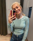 Penn and Ink groen gestreept shirt