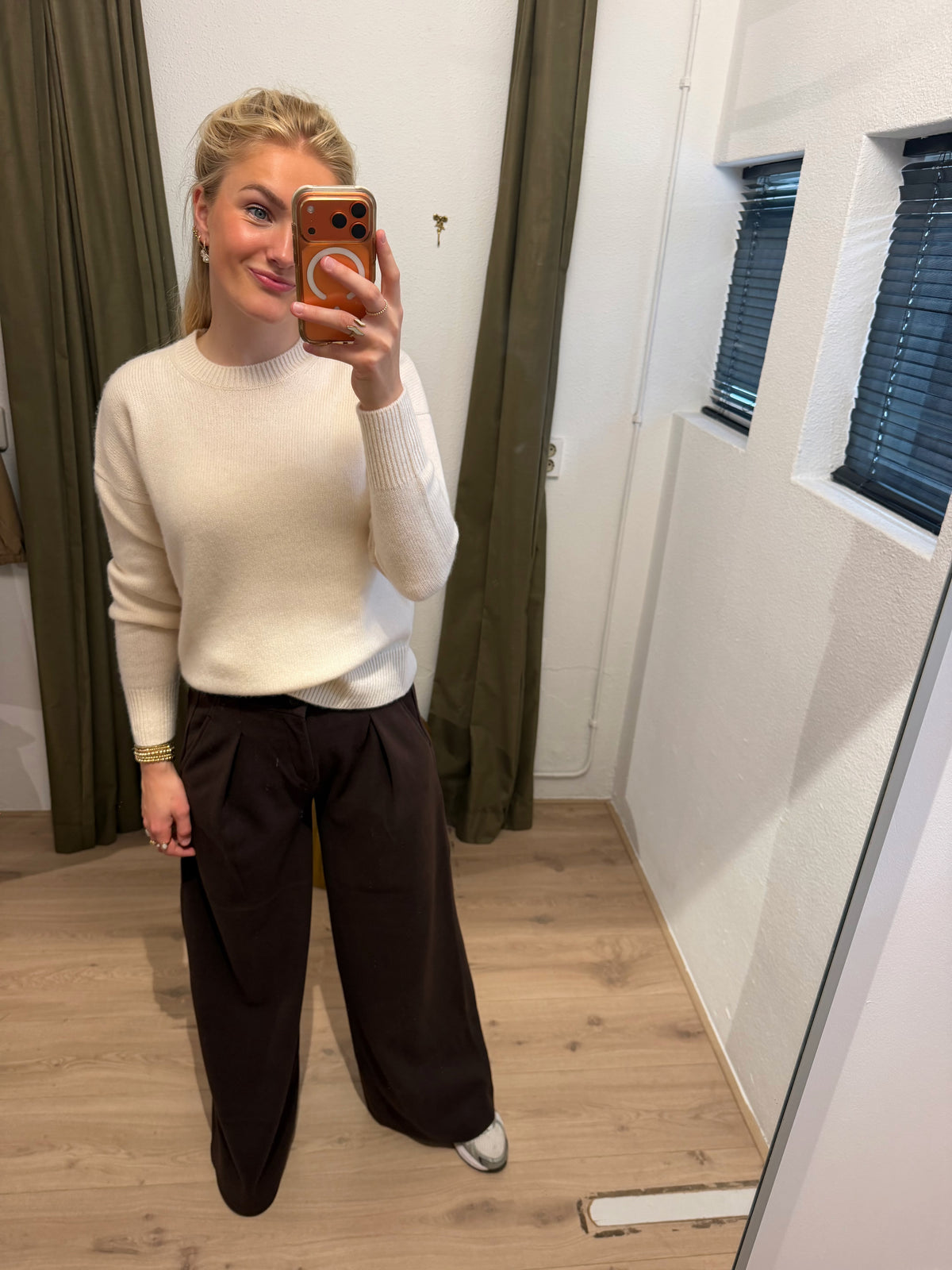 Corel Ella Pants Wide milano brush flannel bruin