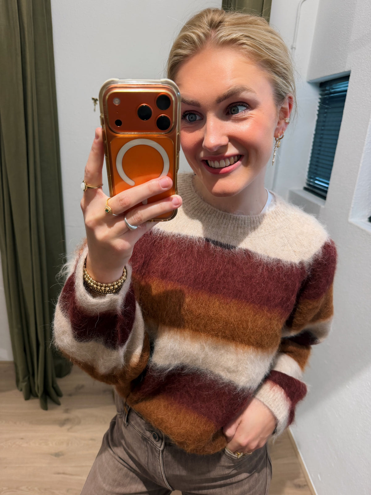 Mos Mosh Suvi Stripe knit beige
